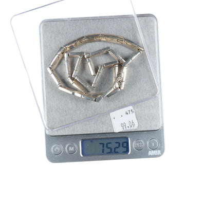 18" Retro Mexican sterling silver Lapis inlaid link necklace