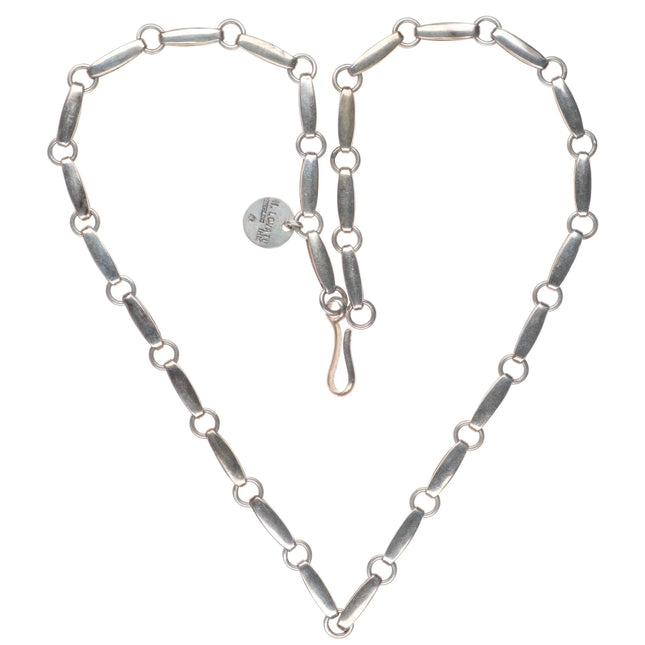 26" Marie/Julian Lovato Santo Domingo modernist sterling silver link necklace