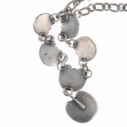 15.5" Vintage Herbert Tsosie Navajo sterling silver mother of pearl necklace
