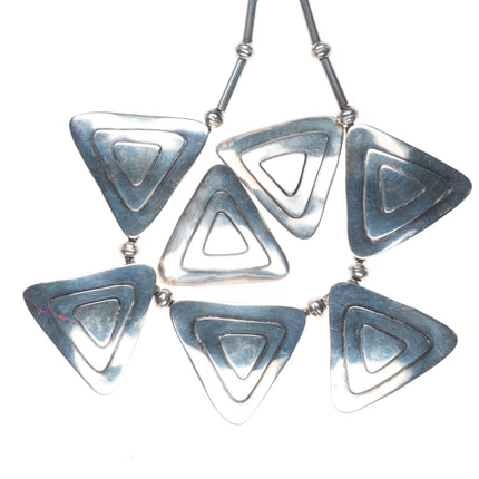 17.5" JCJ Southwestern Modernist sterling silver bib necklace w/earrings