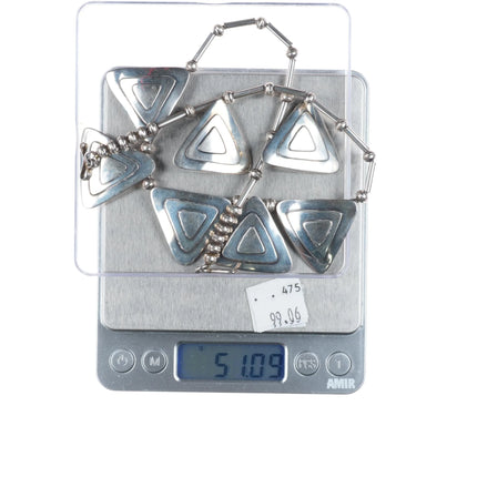 17.5" JCJ Southwestern Modernist sterling silver bib necklace w/earrings