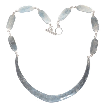 Southwestern sterling silver bar necklace in overlay style