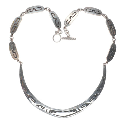 Southwestern sterling silver bar necklace in overlay style