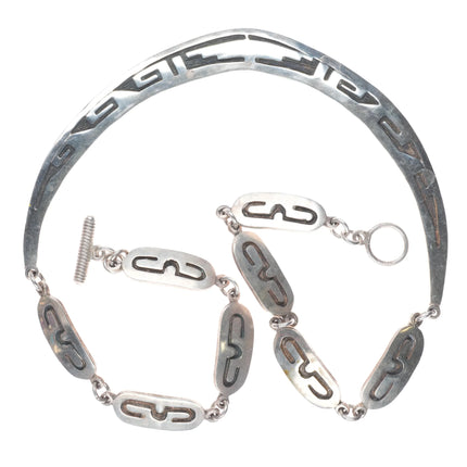 Southwestern sterling silver bar necklace in overlay style