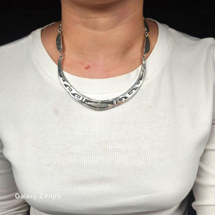 Southwestern sterling silver bar necklace in overlay style