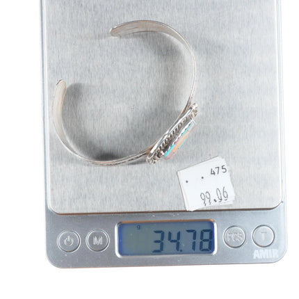 7" Osavio Crespin Santo Domingo sterling silver intarsia inlay cuff bracelet