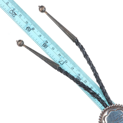 Big Vintage Navajo sterling silver saguaro cactus/cross bolo tie