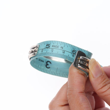 6" 30s-40's Navajo carinated sterling silver turquoise row cuff bracelet