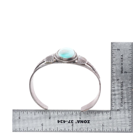 6.2" 1940's Navajo hand stamped sterling silver Royston turquoise cuff bracelet