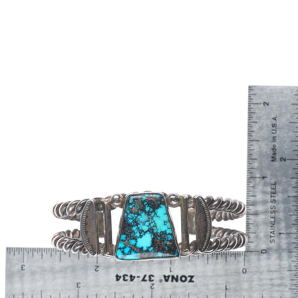 6" Vintage WB Navajo sterling silver spiderweb turquoise cuff bracelet