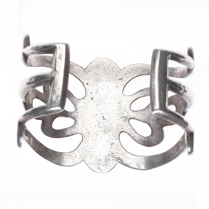 6.3" 30's-40's Navajo tufa cast sterling silver wide band cuff bracelet