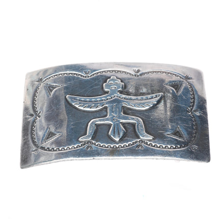1940's Vintage Navajo sterling silver Knifewing belt buckle hand stamped