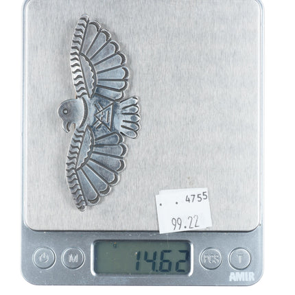 c1940's Big Navajo sterling silver Fred Harvey style thunderbird pin/brooch