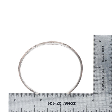 6.5" Antique Navajo ingot silver double carinated arrow stamped cuff bracelet