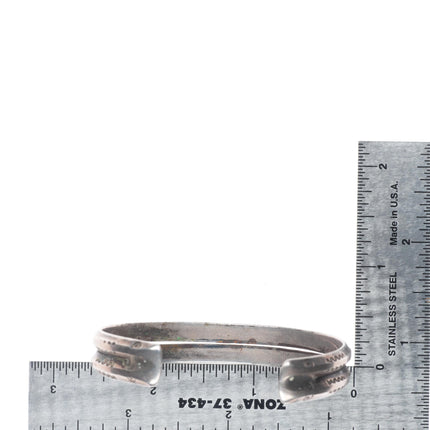 6.5" Antique Navajo ingot silver double carinated arrow stamped cuff bracelet