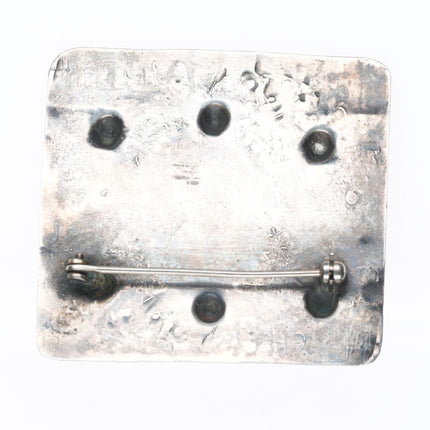 c1940's Big Navajo sterling silver Fred Harvey turquoise thunderbirds pin/brooch