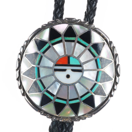 RLK Zuni Ralph and Lillie Kallestewa vintage sterling silver sunface bolo tie
