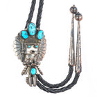 Vintage Doris Smallcanyon Navajo sterling silver Kachina bolo tie w/turquoise