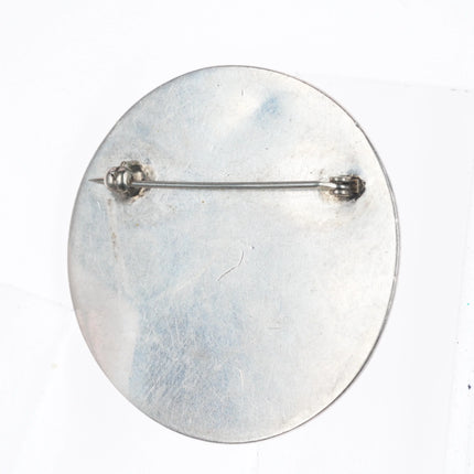Big Vintage Navajo sterling silver shadowbox pin/brooch with turquoise