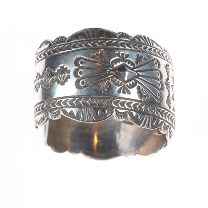 6.65" B Soce Navajo sterling silver heavy stamped watch cuff bracelet