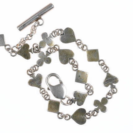 Vintage WK Coin silver watch fob anklet/choker necklace card symbols