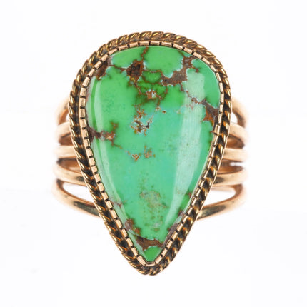 sz10.5 Albert Jake Navajo 14k gold high grade Carico Lake Nevada turquoise ring