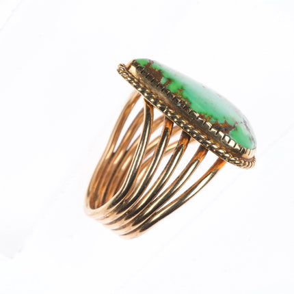 sz10.5 Albert Jake Navajo 14k gold high grade Carico Lake Nevada turquoise ring