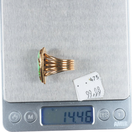 sz10.5 Albert Jake Navajo 14k gold high grade Carico Lake Nevada turquoise ring