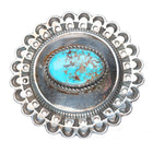 Vintage Navajo sterling silver concho style round belt buckle w/ nice turquoise