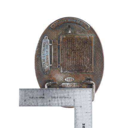 Heavy Sterling silver Texas State Rife Association belt buckle 1993