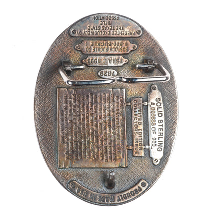 Heavy Sterling silver Texas State Rife Association belt buckle 1993