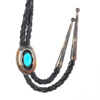 small Vintage Navajo shadowbox sterling silver turquoise bolo tie