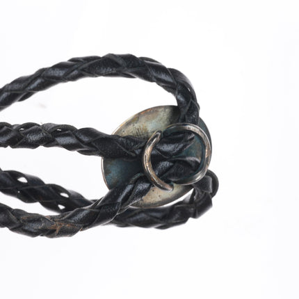 small Vintage Navajo shadowbox sterling silver turquoise bolo tie