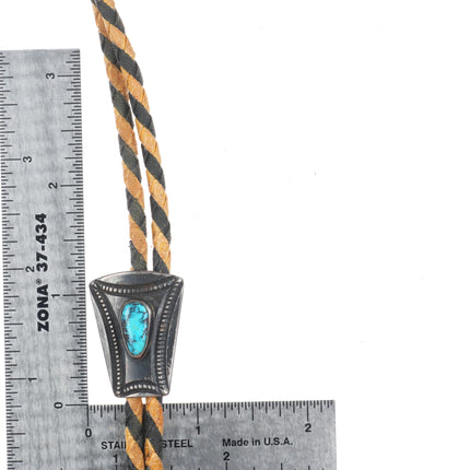 small 40's-50's Navajo vintage sterling silver bolo tie w/ nice turquoise