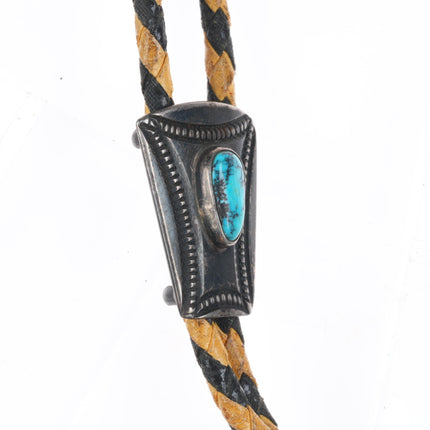 small 40's-50's Navajo vintage sterling silver bolo tie w/ nice turquoise