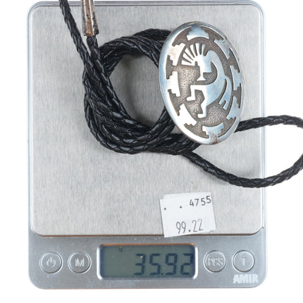 Vintage Southwestern/Navajo sterling silver Kokopelli bolo tie