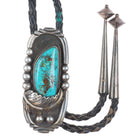 Vintage c1970 Ivan V Navajo sterling silver high grade turquoise bolo tie
