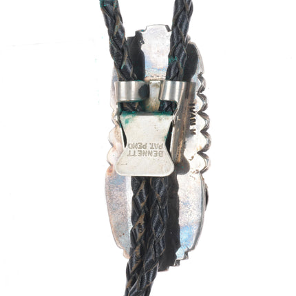 Vintage c1970 Ivan V Navajo sterling silver high grade turquoise bolo tie
