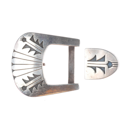 1950's Richard Kagenvema Hopi guild 1" ranger belt buckle/tip sterling silver