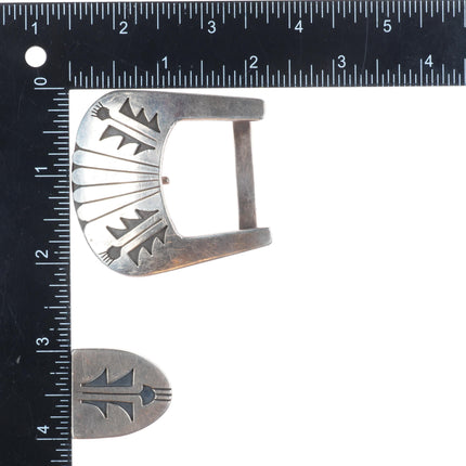 1950's Richard Kagenvema Hopi guild 1" ranger belt buckle/tip sterling silver