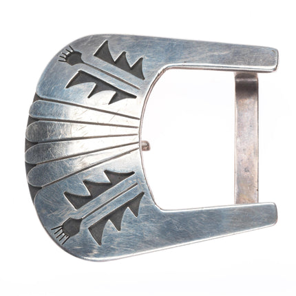 1950's Richard Kagenvema Hopi guild 1" ranger belt buckle/tip sterling silver