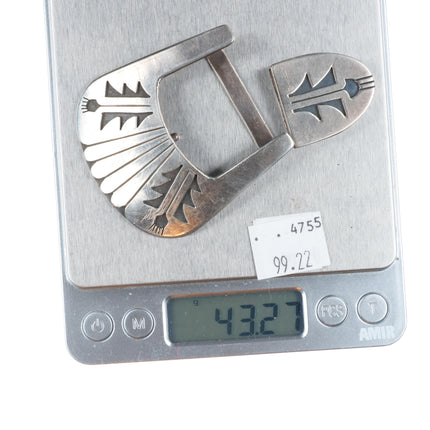 1950's Richard Kagenvema Hopi guild 1" ranger belt buckle/tip sterling silver