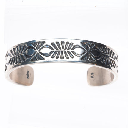 7" Kirk Smith Navajo heavy stamped sterling silver stacker cuff bracelet