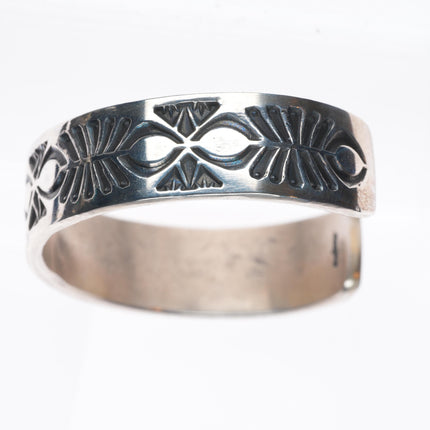 7" Kirk Smith Navajo heavy stamped sterling silver stacker cuff bracelet