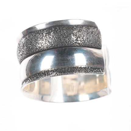 6" JB Southwestern modernist sterling silver cast cuff bracelet Native American