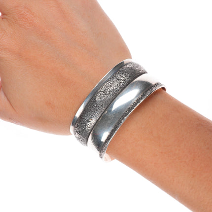 6" JB Southwestern modernist sterling silver cast cuff bracelet Native American