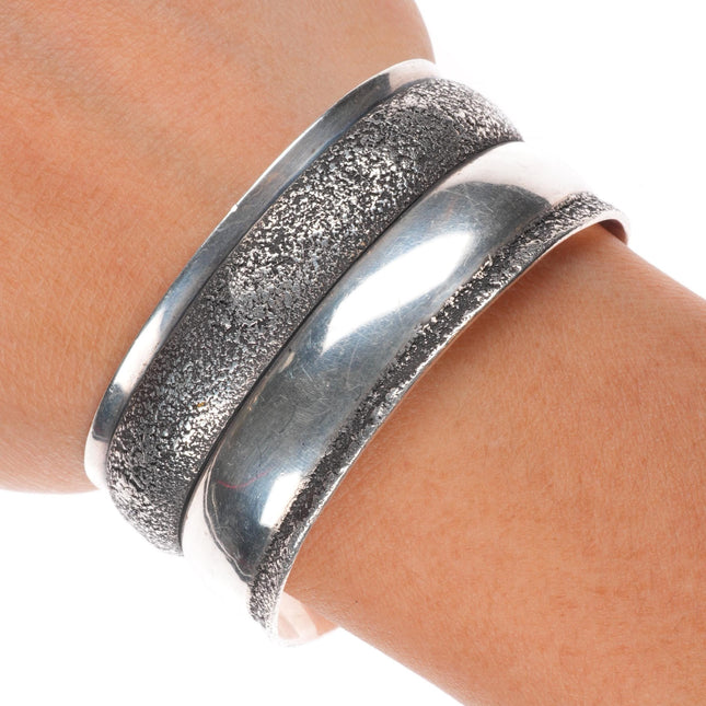 6" JB Southwestern modernist sterling silver cast cuff bracelet Native American