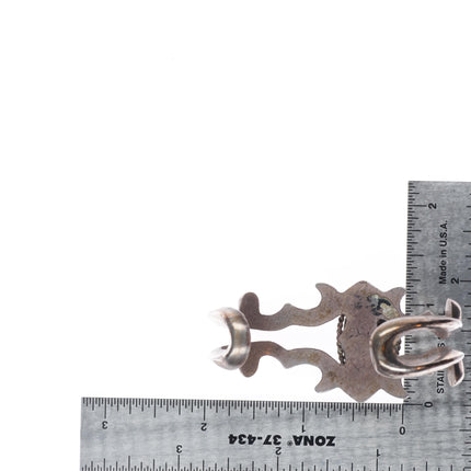 6" Navajo sterling silver green turquoise tufa/Sand cast cuff bracelet