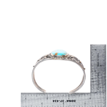 6.5" Miriam Chuyate - Hopi-Tewa twisted sterling silver turquoise cuff bracelet