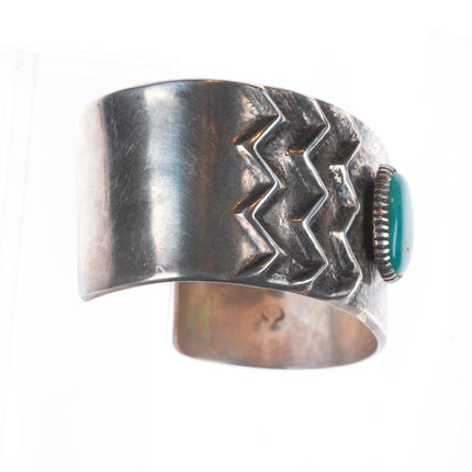 6.25" Vintage Tufa Cast sterling silver turquoise Native American cuff bracelet